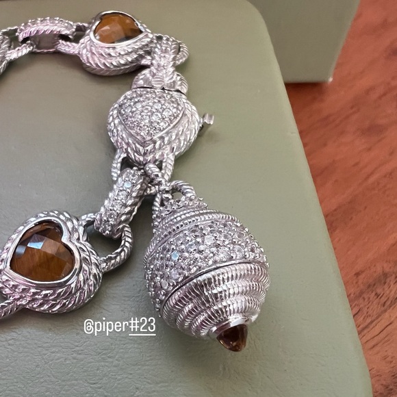 Judith Ripka Turquoise & Tigers Eye Doublet Heart-shaped Bracelet - Picture 4 of 11